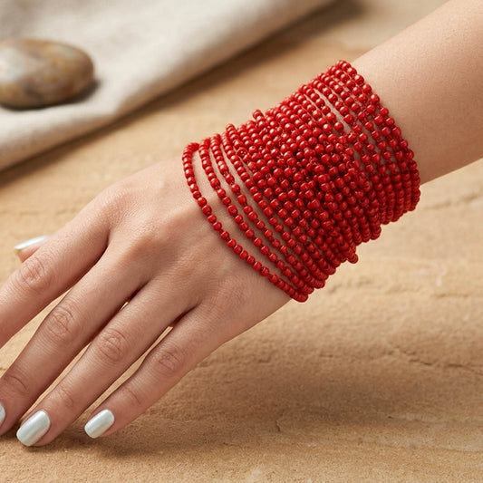 Red Color Fashion Bracelet Bold Stylish Party Wear Wrist Jewelry
