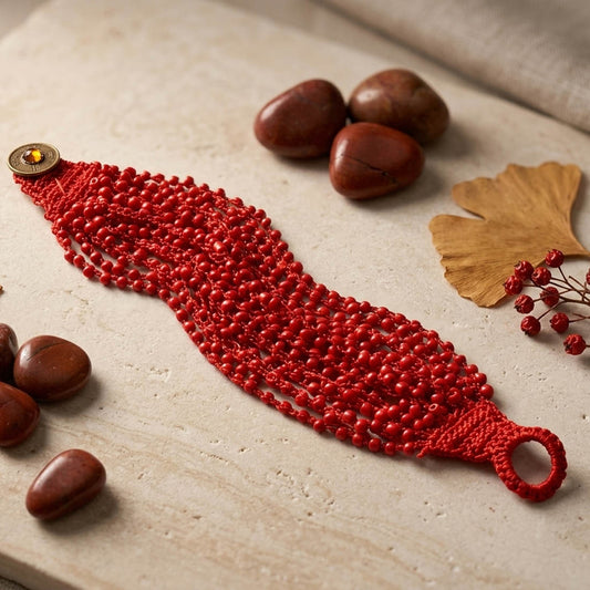 Red Color Fashion Bracelet Bold Stylish Party Wear Wrist Jewelry