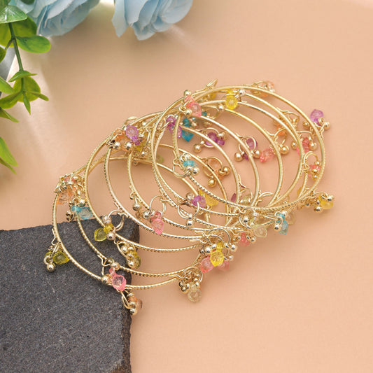 Gold Color Kashmiri Thread Bangle Set with Royal Traditional Design and Elegant Look