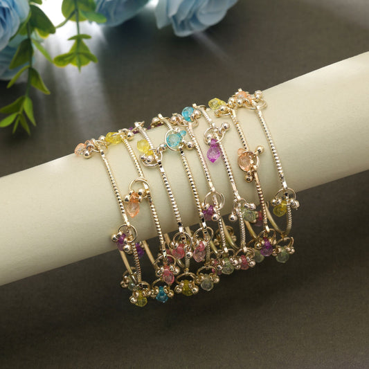 Gold Color Kashmiri Thread Bangle Set with Royal Traditional Design and Elegant Look