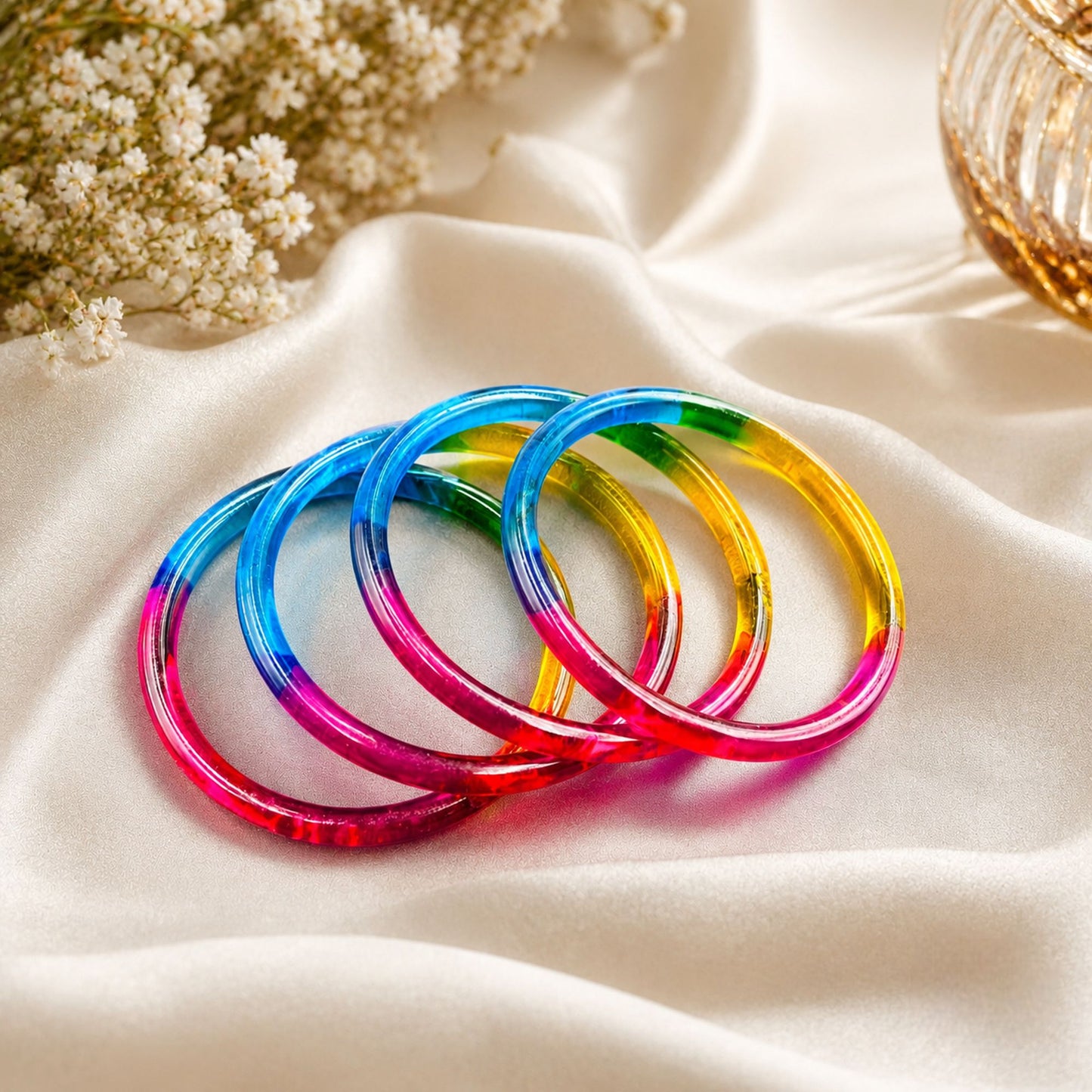 Multi Color 1 Set Of Jelly Bangles with Elegant Traditional Fashion Jewelry Style