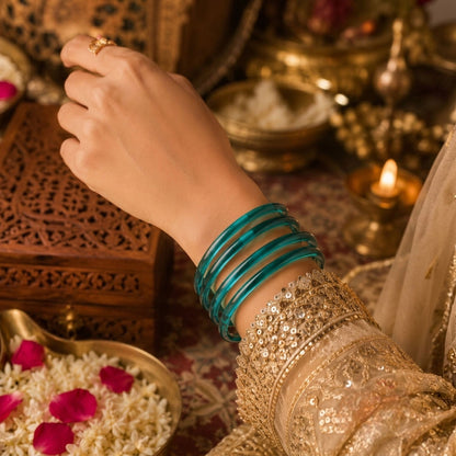 Rama Green Color 1 Set Of Jelly Bangles with Stylish Traditional Designer Finish