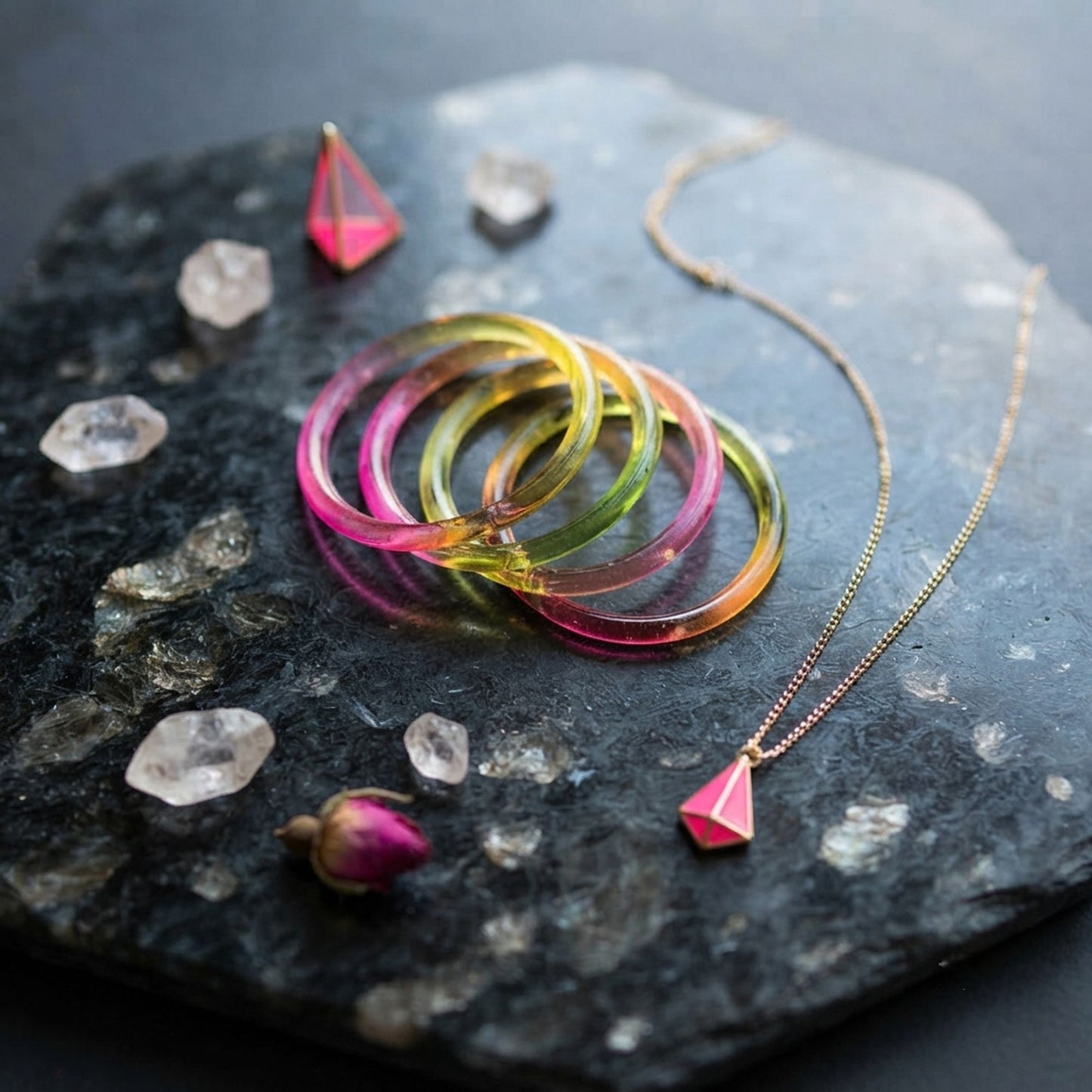 Multi Color 1 Set Of Jelly Bangles Featuring Graceful Handmade Traditional Jewelry Appeal