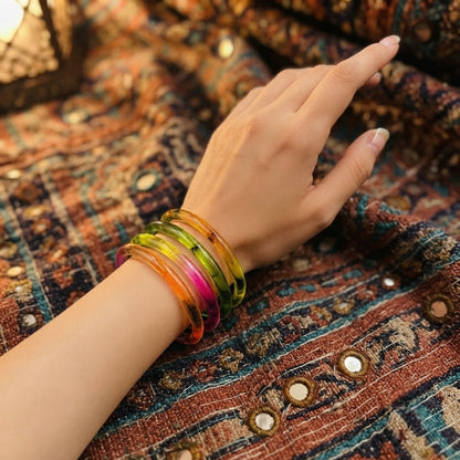 Multi Color 1 Set Of Jelly Bangles Featuring Graceful Handmade Traditional Jewelry Appeal