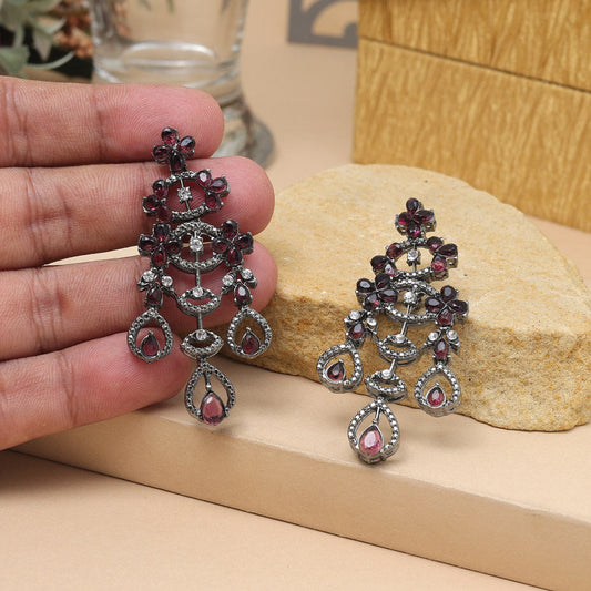 Magenta Color Fashion Earrings With Trendy Chic Style For Outings