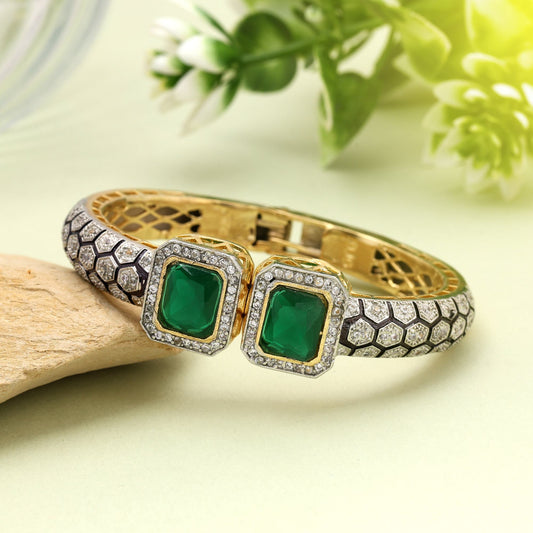 Green Color Openable American Diamond Bracelet