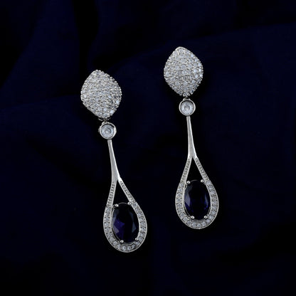 Purple Color American Diamond Earrings Featuring Bold Stone Studded Look