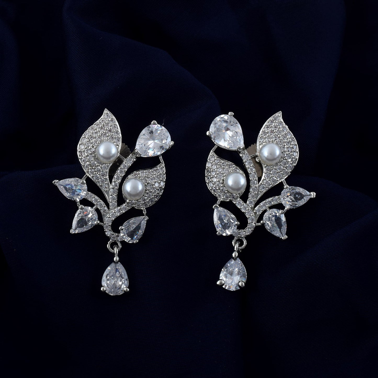 Silver Color American Diamond Earrings For Elegant Party And Daily Wear