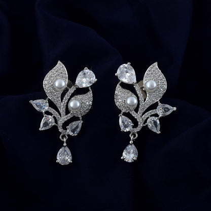 Silver Color American Diamond Earrings For Elegant Party And Daily Wear