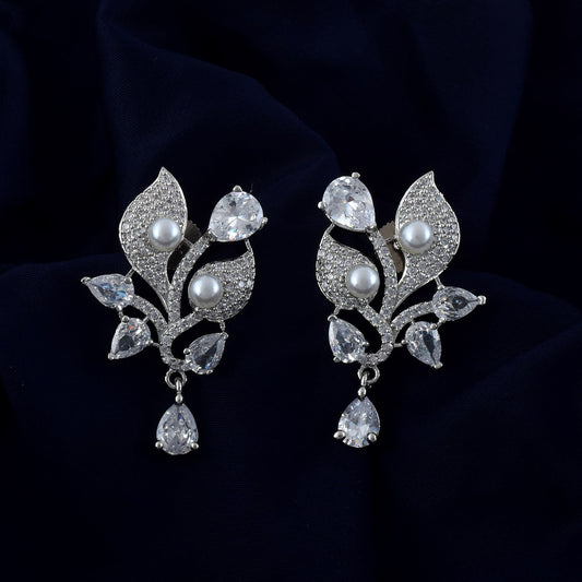 Silver Color American Diamond Earrings For Elegant Party And Daily Wear