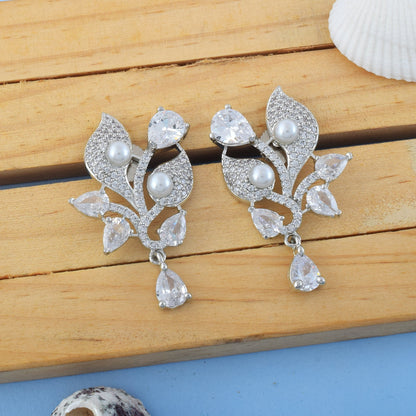 Silver Color American Diamond Earrings For Elegant Party And Daily Wear