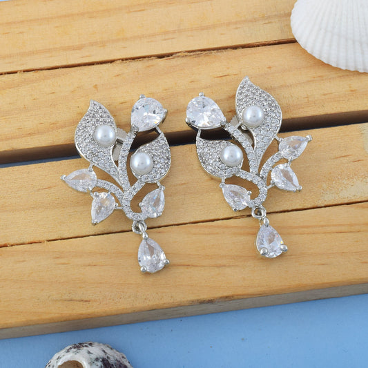 Silver Color American Diamond Earrings For Elegant Party And Daily Wear
