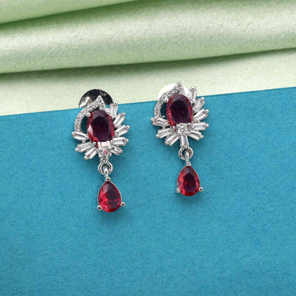 Rubinrote strahlende Designer-Ohrringe mit amerikanischen Diamanten für Braut- und Partykollektionen