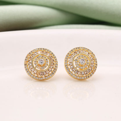 Goldfarbene exklusive Designer-Ohrringe mit amerikanischen Diamanten für Hochzeiten und festliche Anlässe