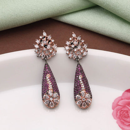 Hellviolette schicke Designer-Ohrringe mit amerikanischen Diamanten für modernen und festlichen Stil