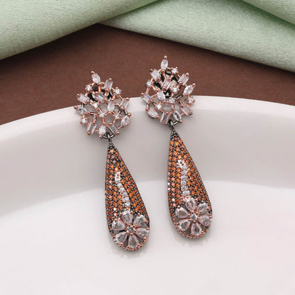 Modische amerikanische Diamantohrringe in Orange, funkelnd für Hochzeiten und den besonderen Look