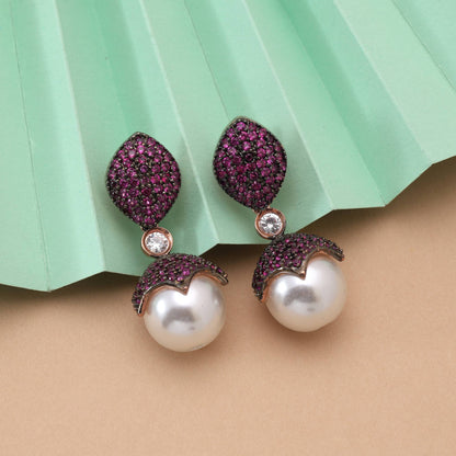 Rani Color Gorgeous American Diamond Earrings For Festive, Wedding, And Traditional Wear