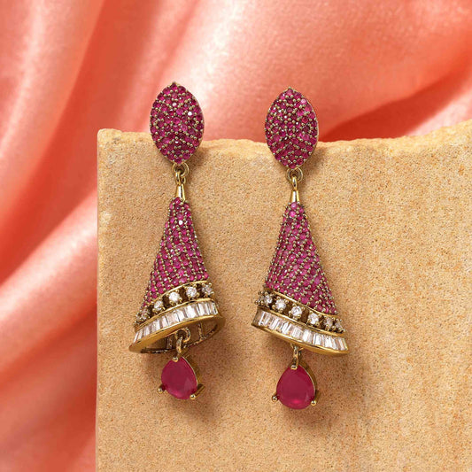 Rani Color Beautiful Designer American Diamond Earrings For Women’S Elegant Wardrobe