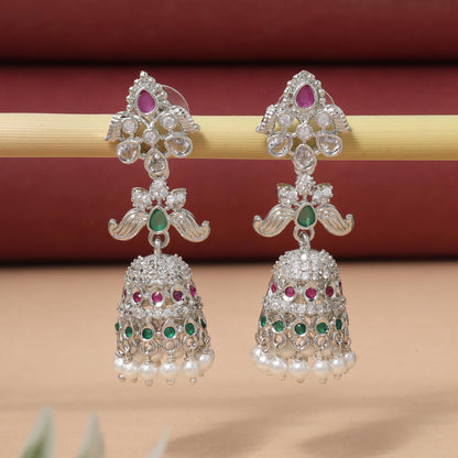 Rani- und Grünfarbene Schillernde Designer-Ohrringe mit amerikanischen Diamanten für festliche Anlässe