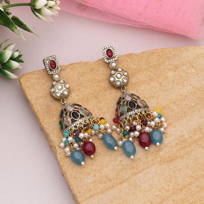 Mehrfarbige American Diamond Ohrringe für Mädchen & Frauen
