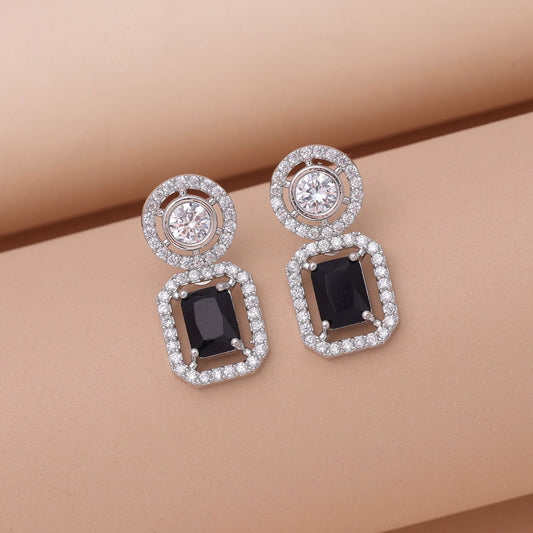 Black Color American Diamond Earrings with Contemporary Fashion Style