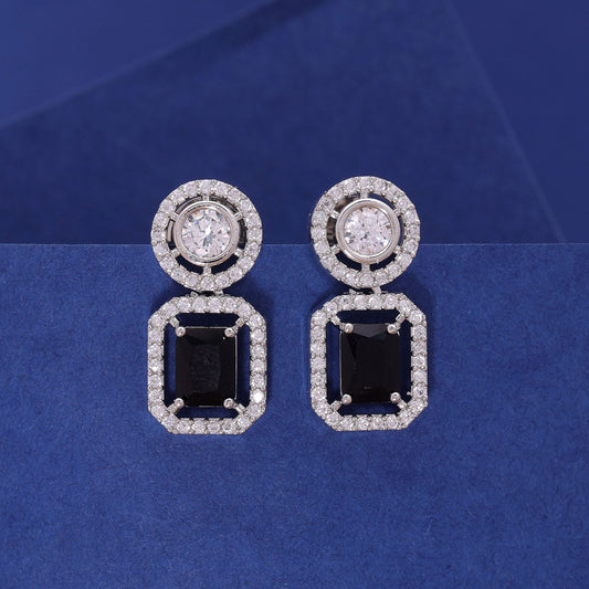 Black Color American Diamond Earrings with Contemporary Fashion Style