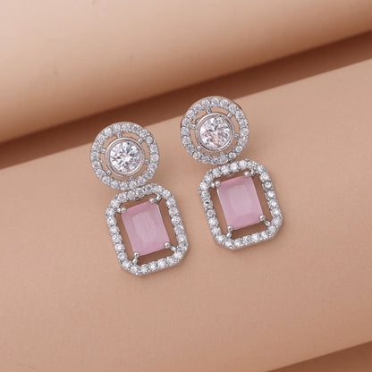 Light Pink Color American Diamond Earrings with Charming Design
