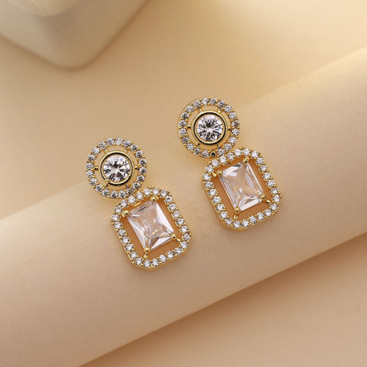 White Color American Diamond Earrings Fashion Earrings Featuring Classic Sparkle Finish