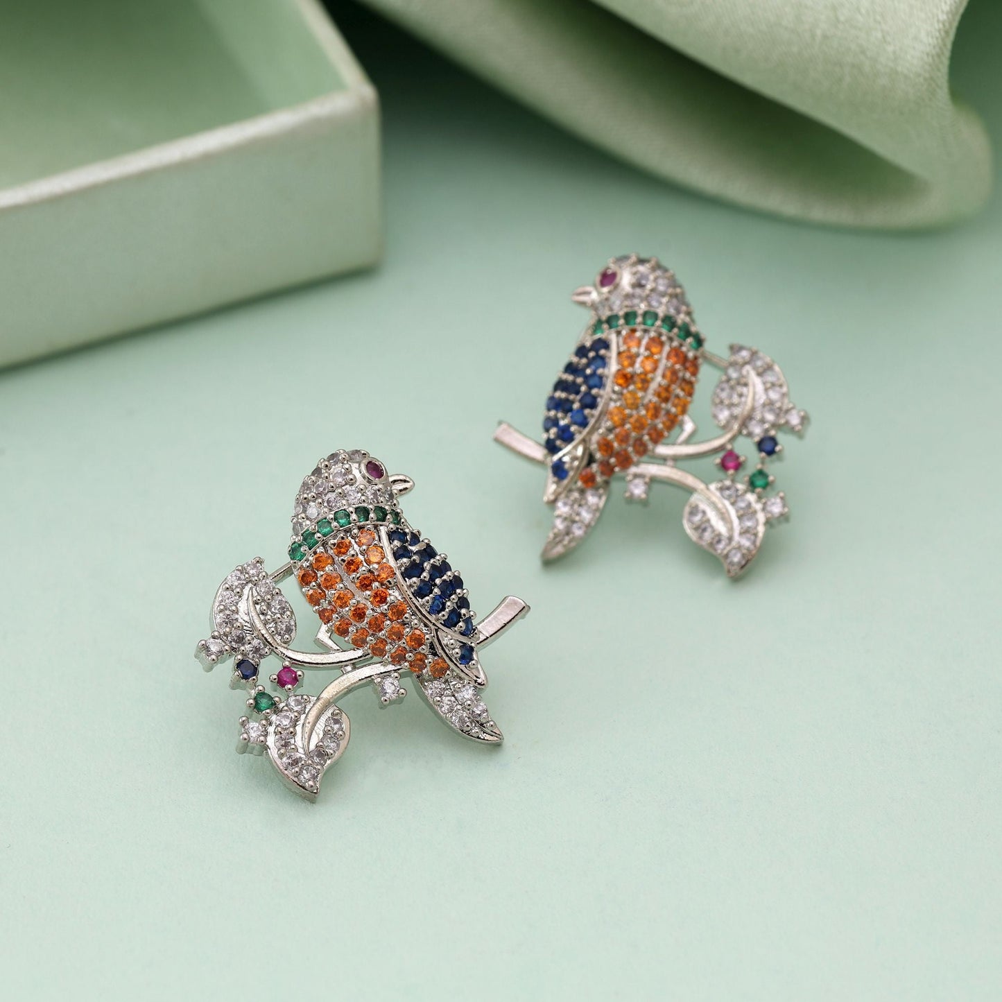 Multi Color American Diamond Earrings Fashion Earrings With Vibrant Party Appeal