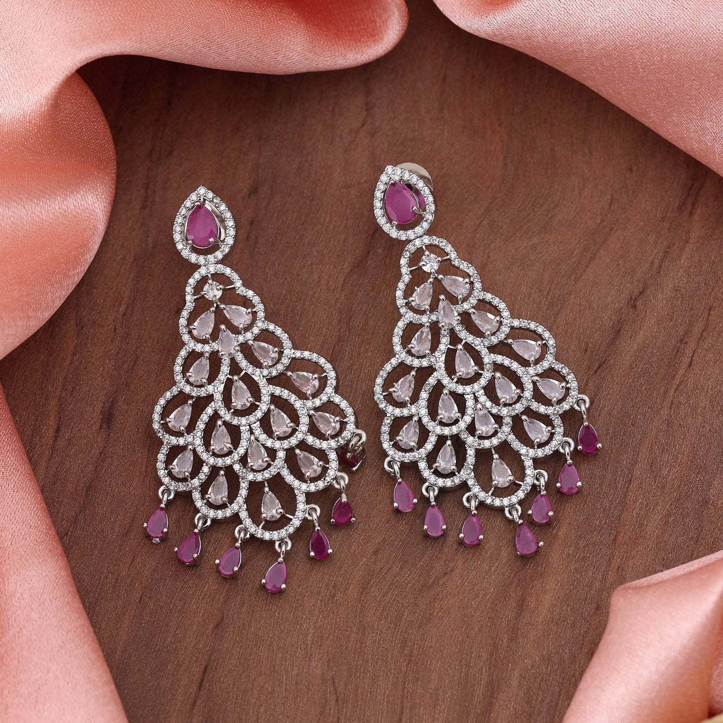 Rani Color American Diamond Earrings Fashion Earrings With Royal Shine Effect