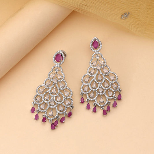 Rani Color American Diamond Earrings Fashion Earrings With Royal Shine Effect
