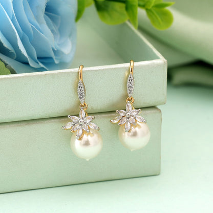 Weiße amerikanische Diamant-Ohrringe, Modeschmuck, klassisches, minimalistisches Design