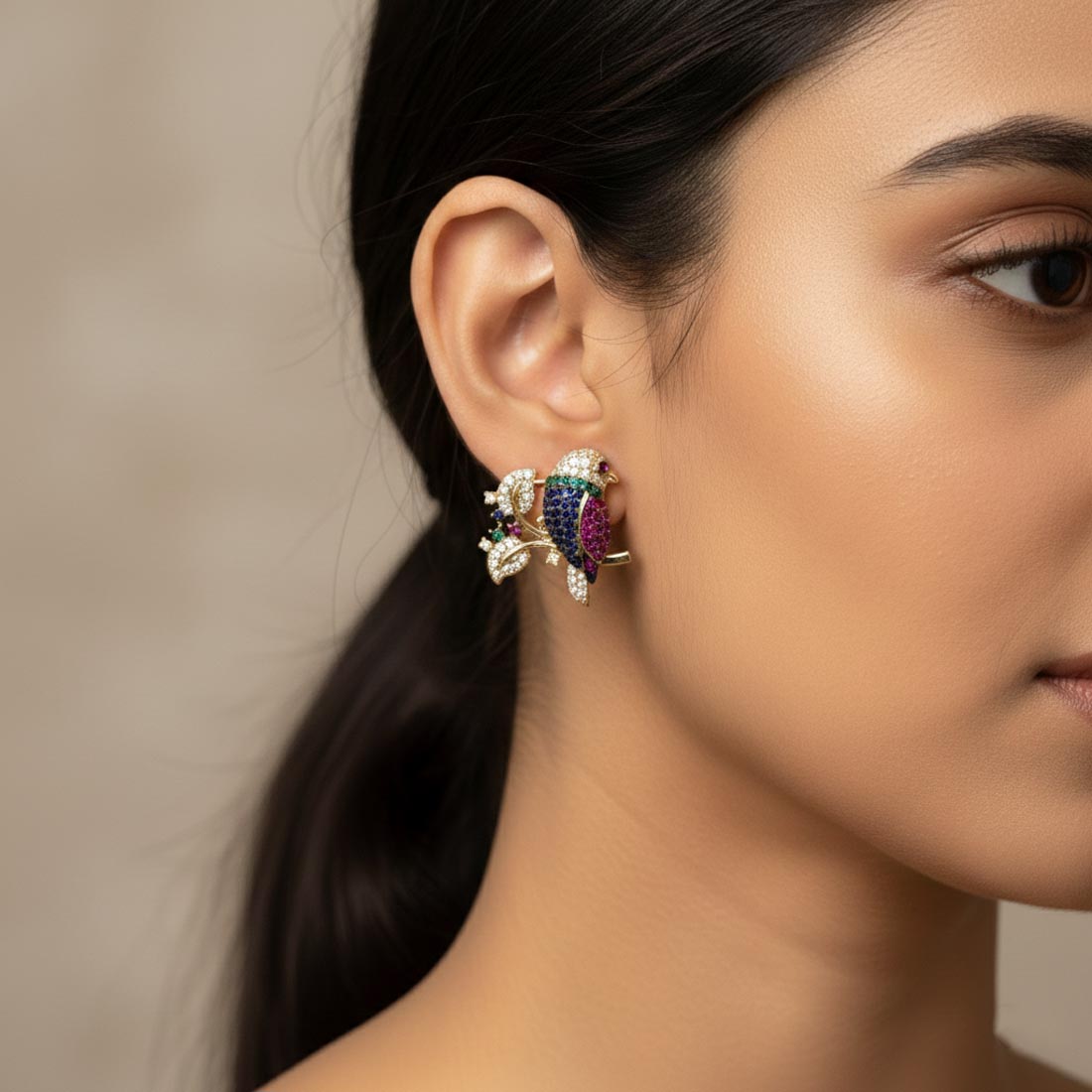 Multi Color American Diamond Earrings Fashion Earrings With Festive Celebration Look