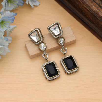 Schwarze amerikanische Diamantohrringe, modernes schickes Partyschmuckdesign