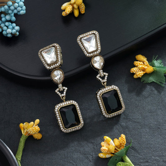Schwarze amerikanische Diamantohrringe, modernes schickes Partyschmuckdesign