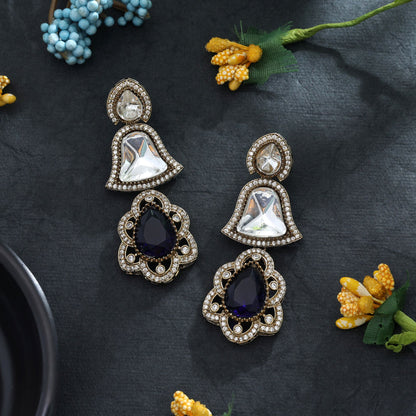 Blaue amerikanische Diamantohrringe, stilvolle festliche traditionelle Schmuckkollektion