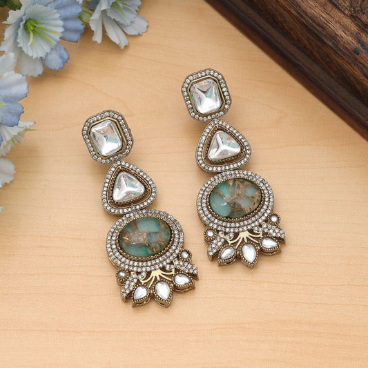 Pistaziengrüne American Diamond Ohrringe, klassischer traditioneller Partyschmuck