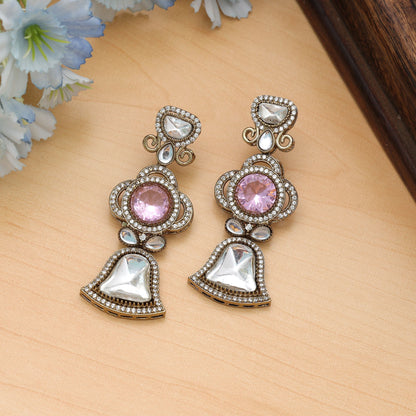 Pinkfarbene American Diamond Ohrringe – Süße, stylische Party-Schmuckkollektion