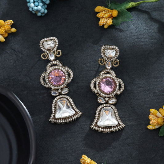 Pinkfarbene American Diamond Ohrringe – Süße, stylische Party-Schmuckkollektion
