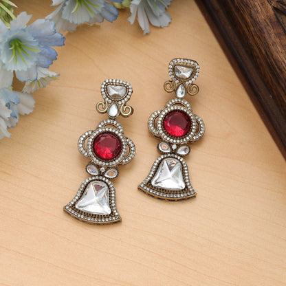 Rote amerikanische Diamantohrringe für Brautmode, traditionelles Statement-Schmuckdesign