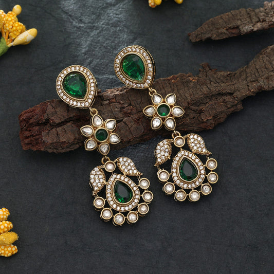 Grüne American Diamond Ohrringe Klassische Elegante Traditionelle Schmuckkollektion
