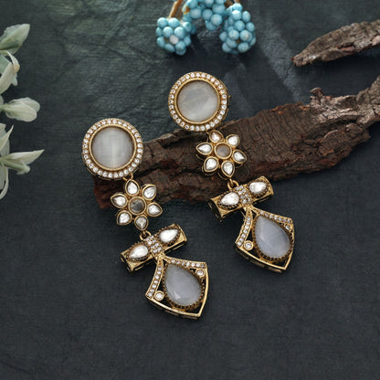 Off White Color American Diamond Earrings Subtle Classic Jewelry Collection