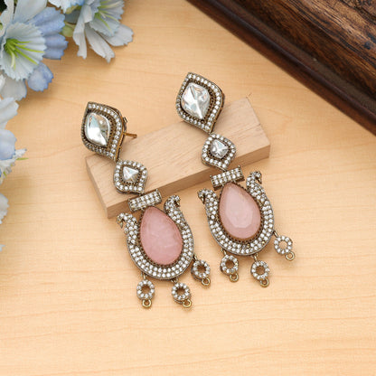 Pinkfarbene American-Diamond-Ohrringe – stilvolle Party-Schmuckkollektion