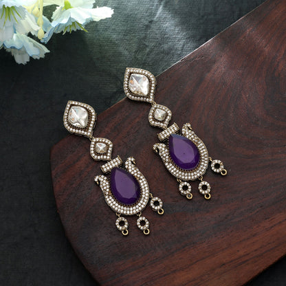 Purple Color American Diamond Earrings Elegant Trendy Jewelry Collection