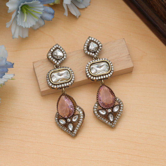 Pinkfarbene American Diamond Ohrringe Süßes elegantes Alltags-Schmuckdesign