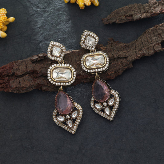 Pinkfarbene American Diamond Ohrringe Süßes elegantes Alltags-Schmuckdesign