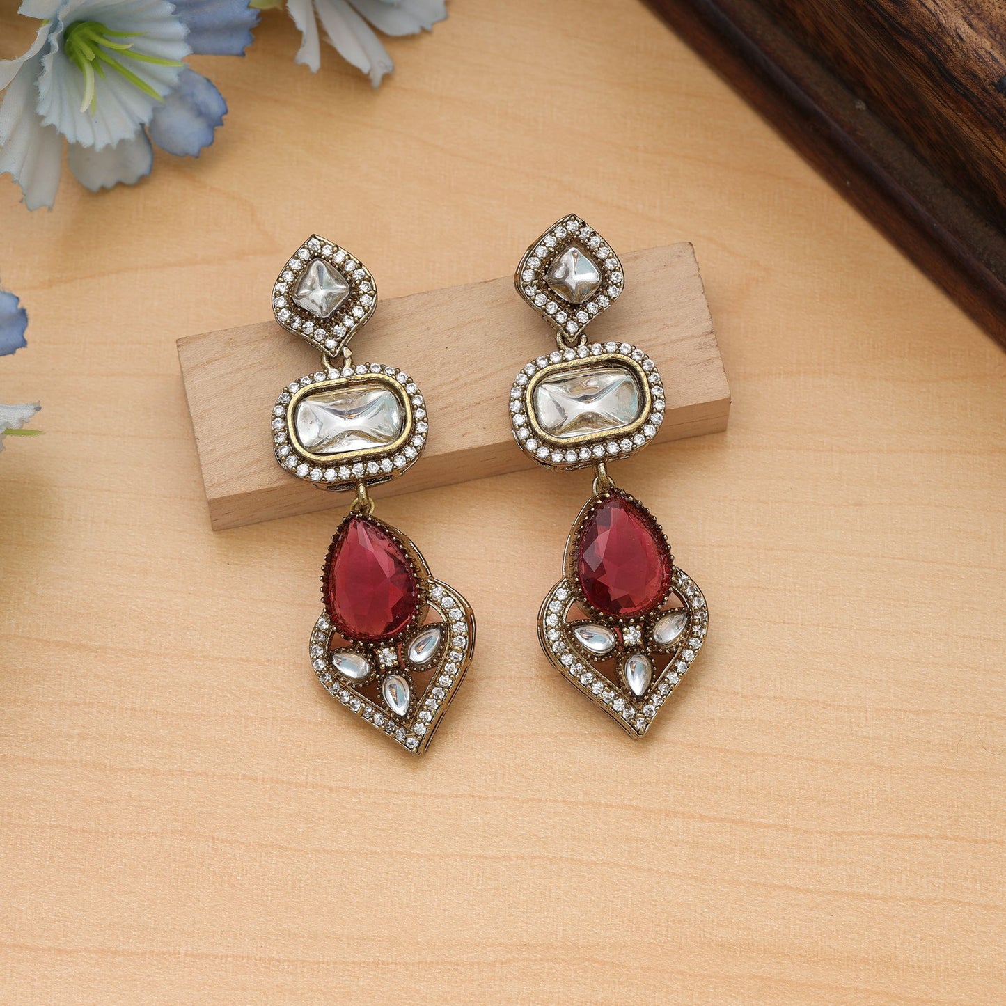 Rani Color American Diamond Ohrringe Königlicher Designer Hochzeitsschmuck