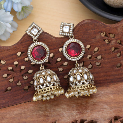 Rote American Diamond Ohrringe Hochzeit Besondere Statement-Schmuck