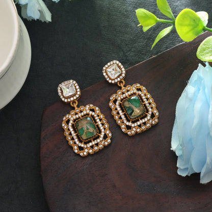 Grünfarbene amerikanische Diamantohrringe, klassischer Designer-Partyschmuck