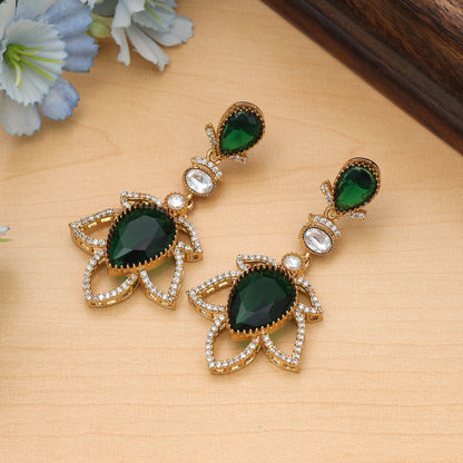 Grüne American Diamond Ohrringe Elegante Festliche Schmuckkollektion